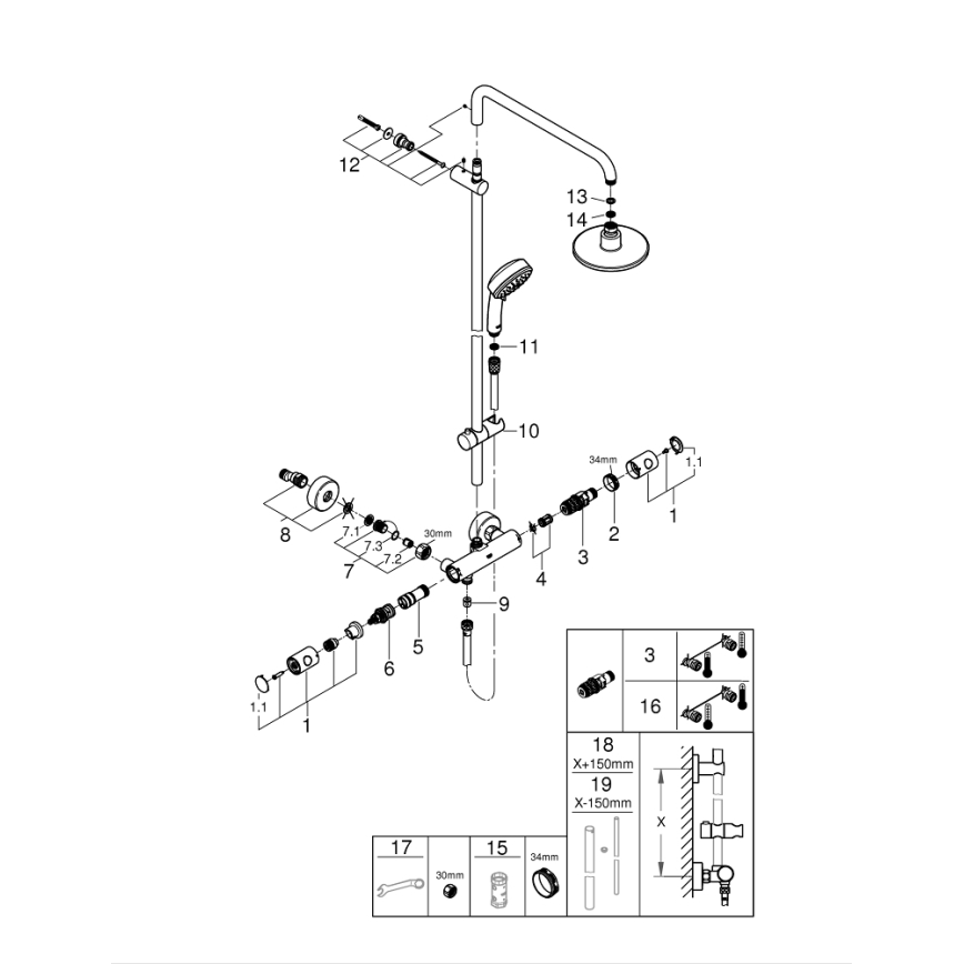 GROHE 27922000 - Sistema de duche TEMPESTA COSMOPOLITAN 160 mm cromado brilhante