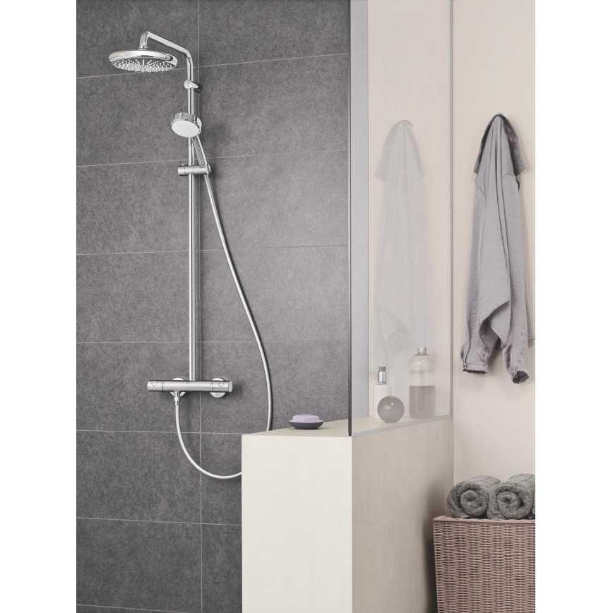GROHE 27922001 - Conjunto de duche com misturador termostático TEMPESTA COSMOPOLITAN 210, acabamento cromado brilhante