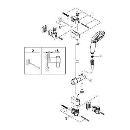 GROHE 27942001 - Conjunto de duche VITALIO START 110 600 mm cromado brilhante