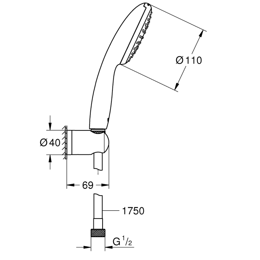 GROHE 27944001 - Conjunto de duche VITALIO START 110, 110 mm, cromo brilhante