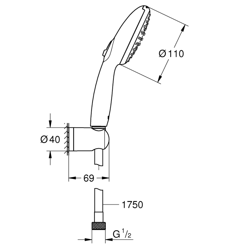 GROHE 27950001 - Conjunto de duche VITALIO START 110 cromado brilhante