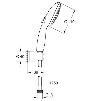 GROHE 279502431 - Conjunto de duche VITALIO START 110, 110 mm, preto