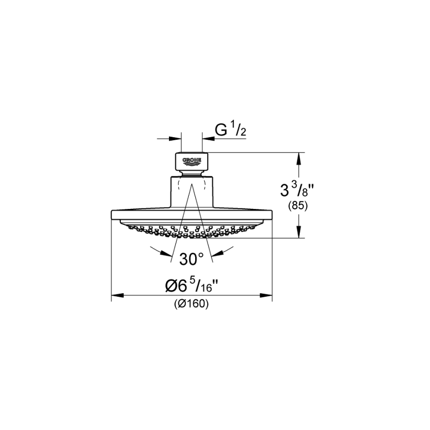 GROHE 28233000 - Cabeça de duche EUPHORIA COSMOPOLITAN 160, cromado brilhante