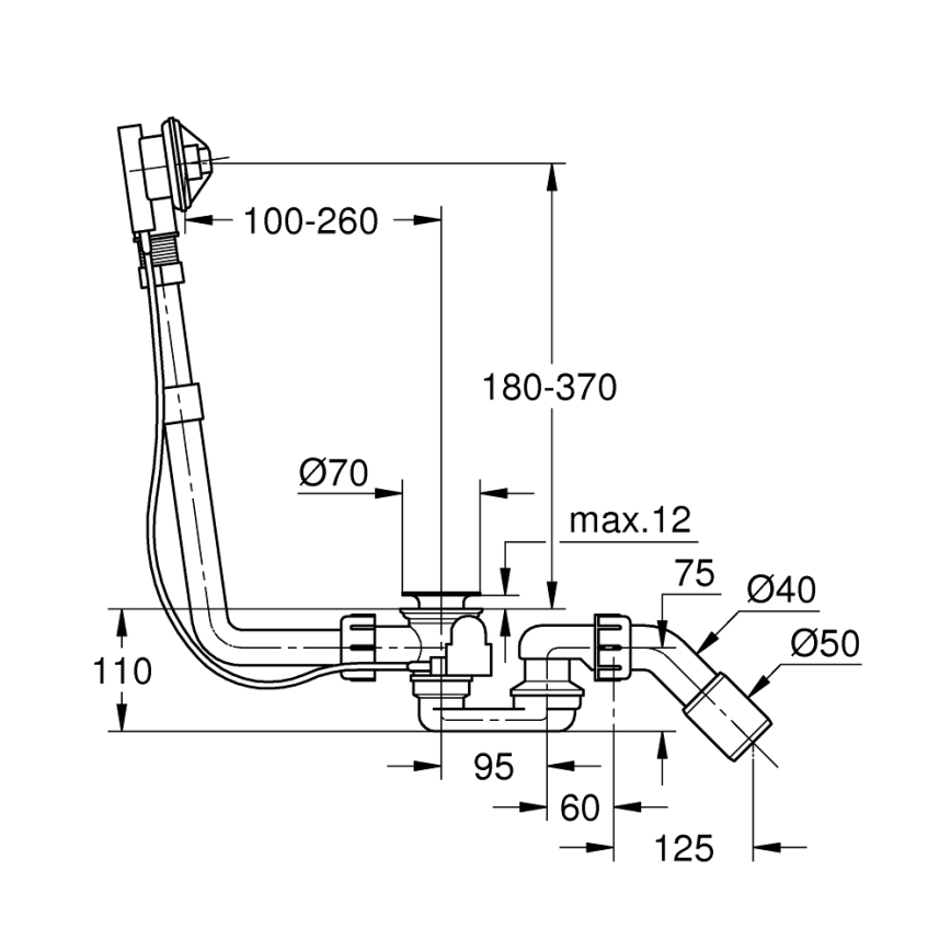 GROHE 28939000 - Conjunto de dreno e transbordamento para banheira TALENTO