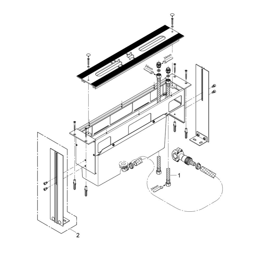 GROHE 29037000 - Corpo de instalação para misturador de banheira com furação de 45 mm, cromado brilhante