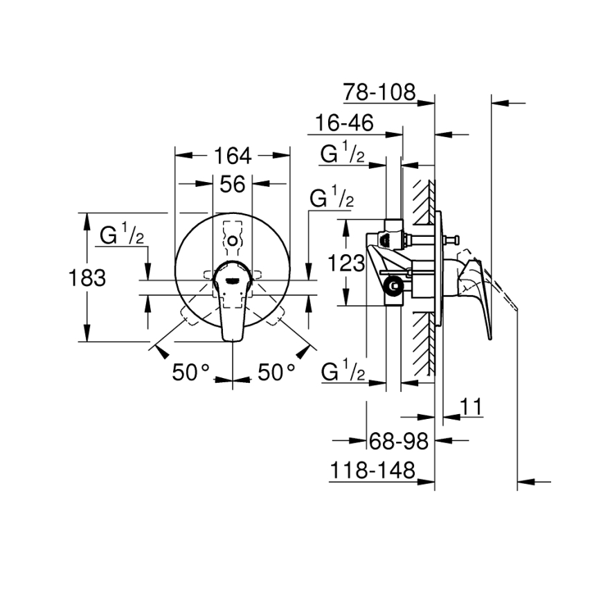 GROHE 29117000 - Misturador para banheira LINEARE, cromo brilhante