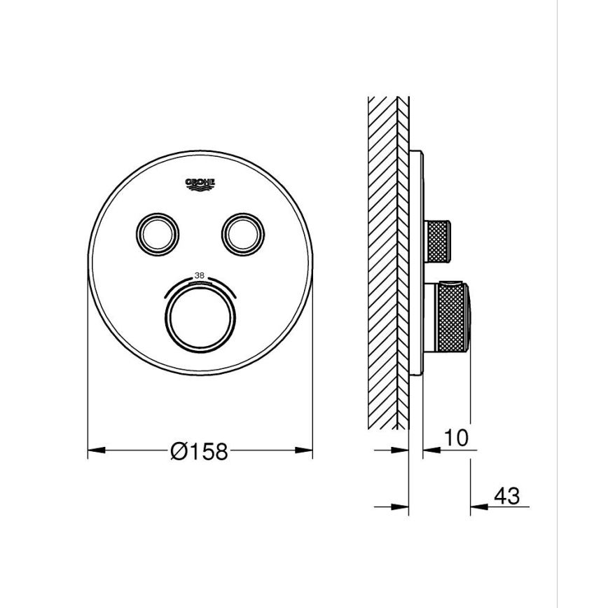 GROHE 29119GN0-Termostato para instalação encastrada GROHTHERM SMARTCONTROL ouro escovado