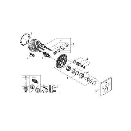GROHE 29149000 - Placa de acabamento para misturador encastrado SMARTCONTROL 158 × 158 mm cromado