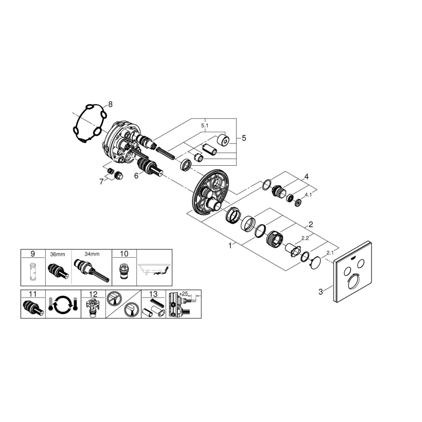 GROHE 29156LS0 - Termostato para instalação encastrada GROHTHERM SMARTCONTROL branco