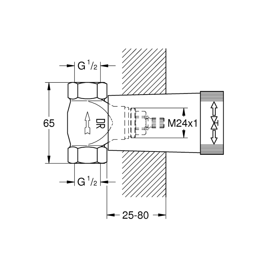 GROHE 29800000 - Conjunto inferior para válvula encastrada DN 15 em latão