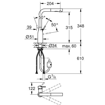 GROHE 30270DL0 - Misturadora de cozinha ESSENCE acabamento em cobre