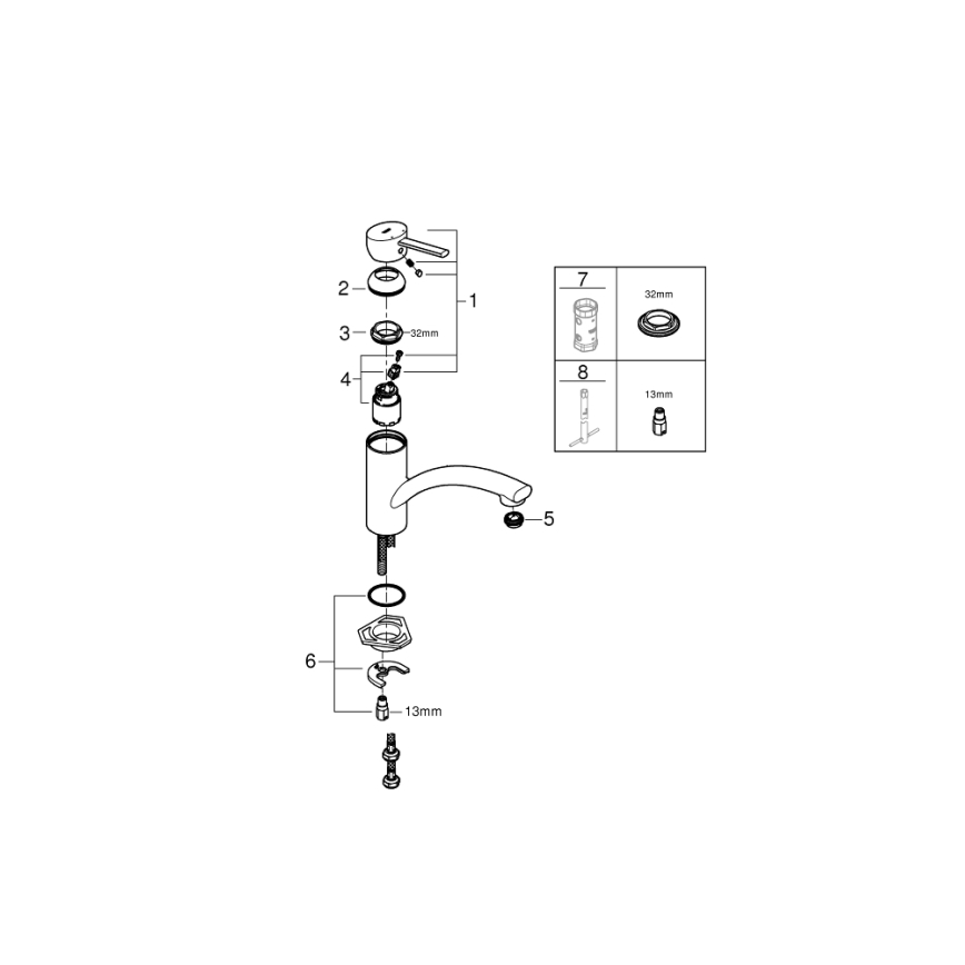 GROHE 30358000 - Misturadora de cozinha SWIFT 227 mm, cromado brilhante
