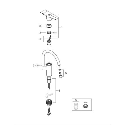 GROHE 30469000 - Torneira de cozinha START com bica alta, cromado brilhante