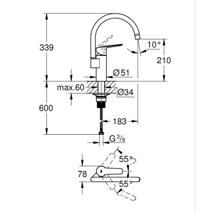 GROHE 304692430 - Torneira de cozinha START 339 mm preta