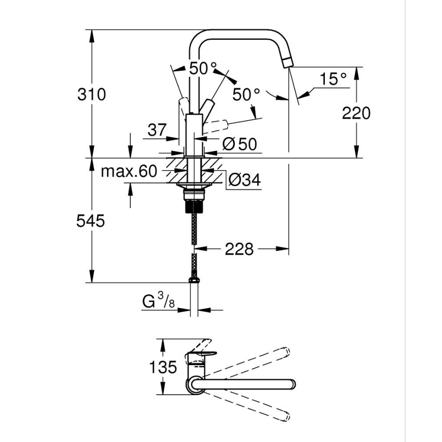 GROHE 304702430 - Torneira de cozinha START 310 mm, preta