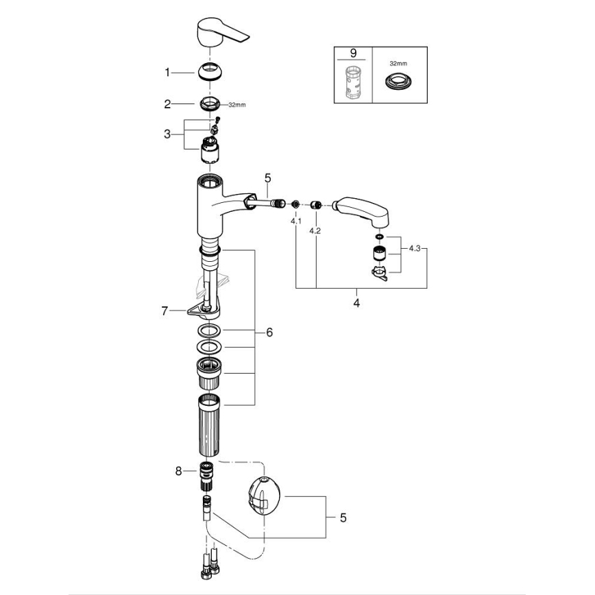 GROHE 30531001 - Misturadora de cozinha START 227 mm cromo brilhante