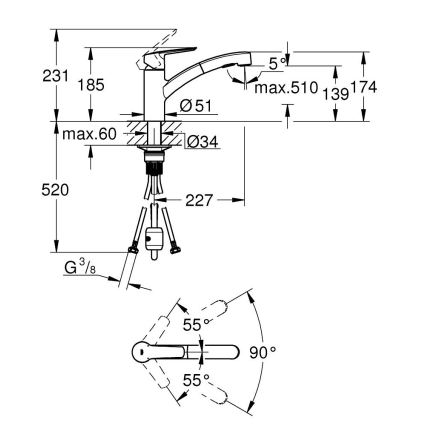 GROHE 30531001 - Misturadora de cozinha START 227 mm cromo brilhante