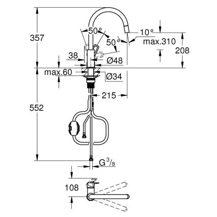 GROHE 30556000 - Torneira de cozinha START LOOP 357 mm, cromado brilhante