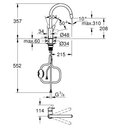 GROHE 30562000 - Torneira de cozinha START CURVE 357 mm, acabamento cromado brilhante