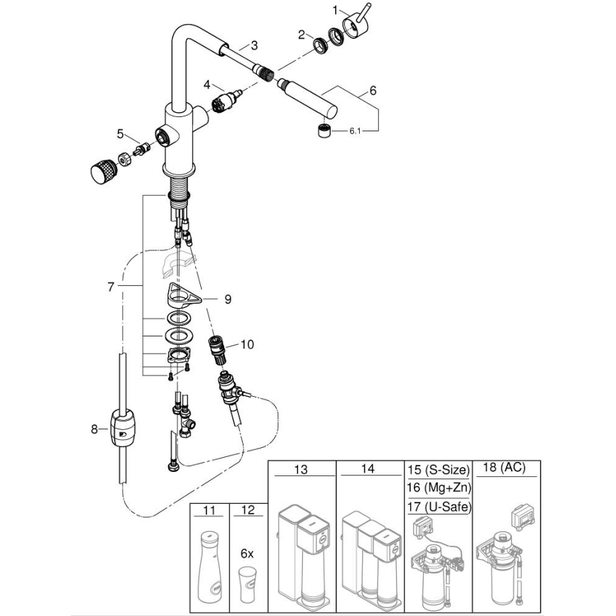 GROHE 30590DC0 - Torneira de cozinha com bico extraível BLUE PURE em aço inoxidável