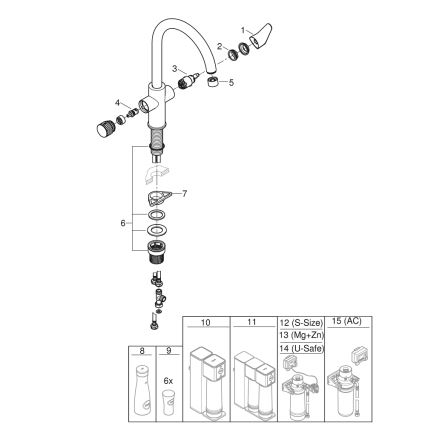 GROHE 30592000 - Misturadora para lava-loiça BLUE PURE StartCurve 411 mm cromado brilhante