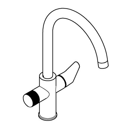 GROHE 30592000 - Misturadora para lava-loiça BLUE PURE StartCurve 411 mm cromado brilhante