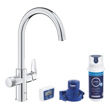 GROHE 30593000 - Torneira de cozinha BLUE PURE, bica em C, acabamento cromado brilhante