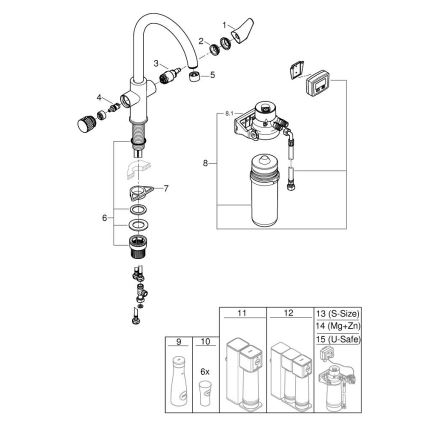 GROHE 30593000 - Torneira de cozinha BLUE PURE, bica em C, acabamento cromado brilhante