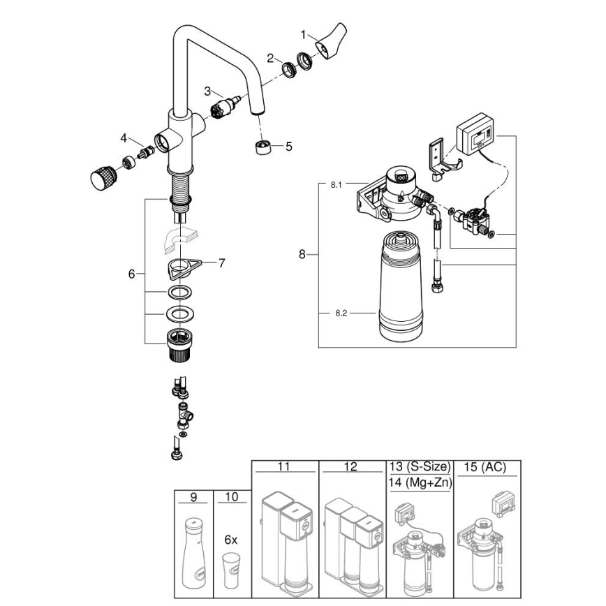 GROHE 30594000 - Torneira de cozinha BLUE PURE Start com função de filtração Ultrasafe, cromado