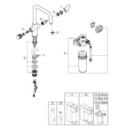 GROHE 30596000 - Misturador de cozinha BLUE PURE com sistema de filtragem, cromado brilhante