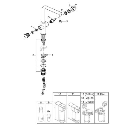 GROHE 30600000 - Misturador de cozinha BLUE PURE, bica em L, cromo brilhante