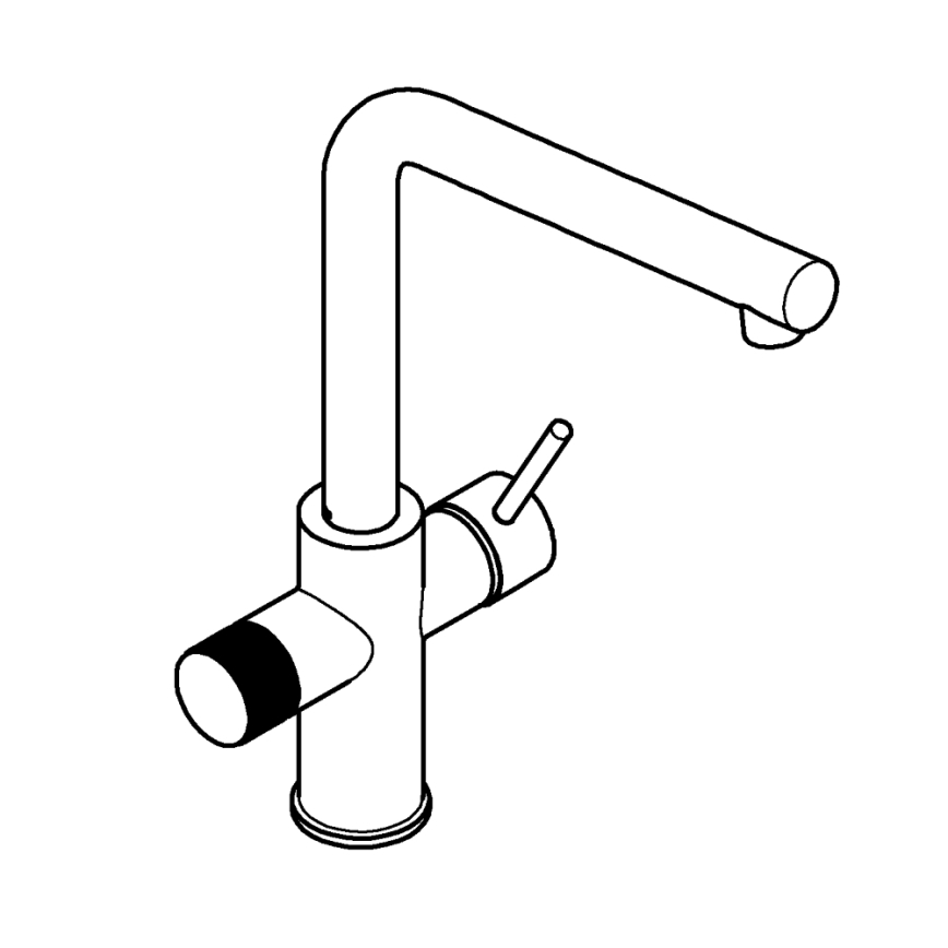 GROHE 30600000 - Misturador de cozinha BLUE PURE, bica em L, cromo brilhante