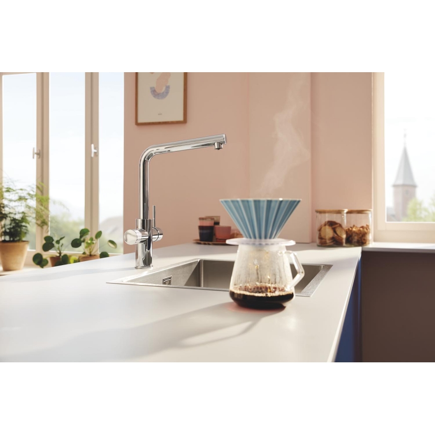 GROHE 30600000 - Misturador de cozinha BLUE PURE, bica em L, cromo brilhante
