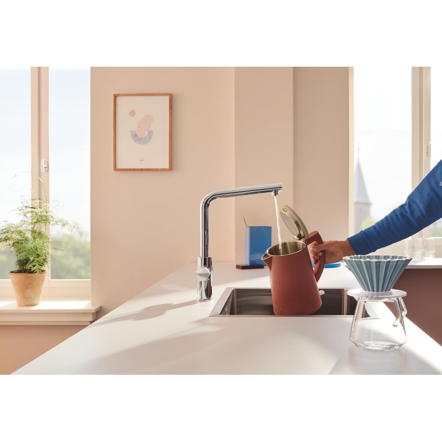 GROHE 30600000 - Torneira de cozinha BLUE PURE com bica em L, acabamento cromado brilhante