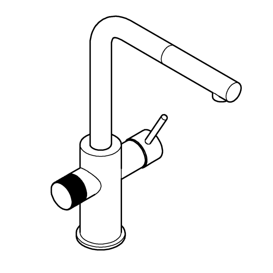 GROHE 30601000 - Misturadora de cozinha BLUE PURE A com bica extensível, acabamento cromado brilhante