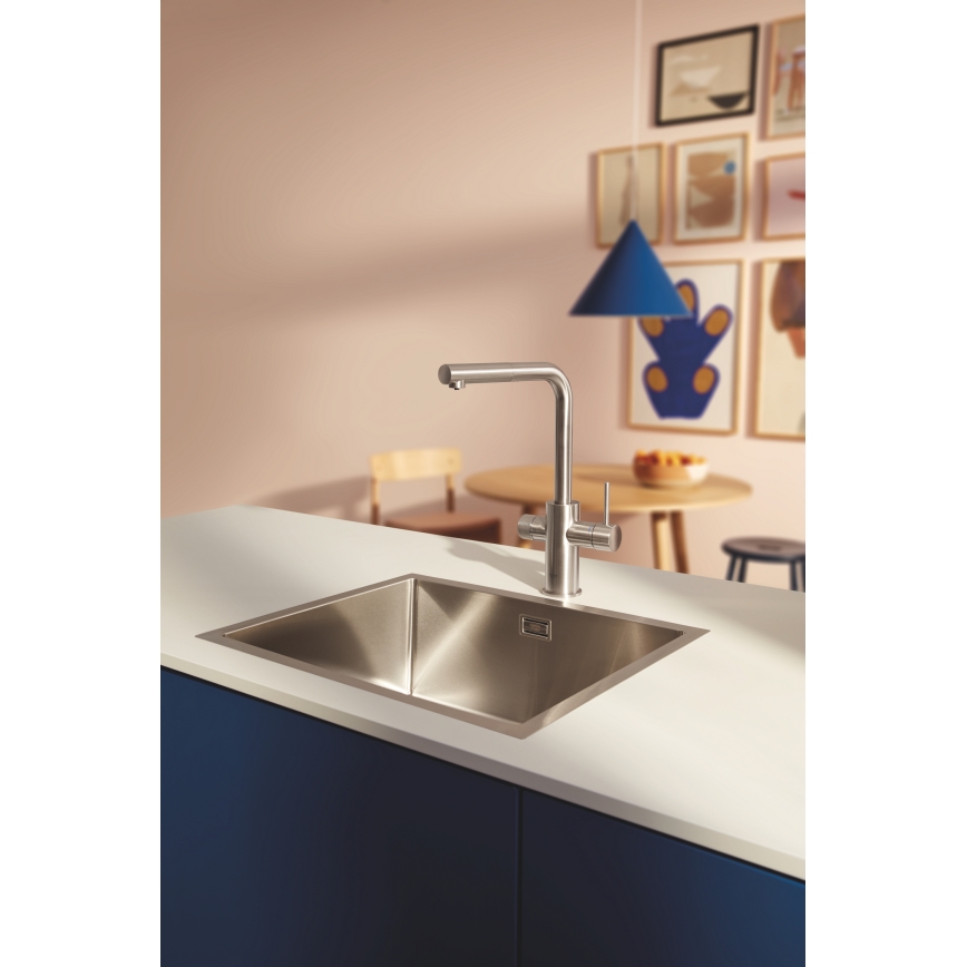 GROHE 30601DC0 - Misturadora de cozinha BLUE PURE com bica extraível, aço inoxidável