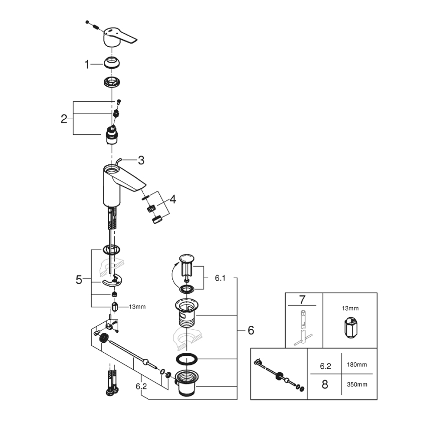 GROHE 31137002 - Misturador para lavatório QUICKFIX START tamanho S cromado brilhante