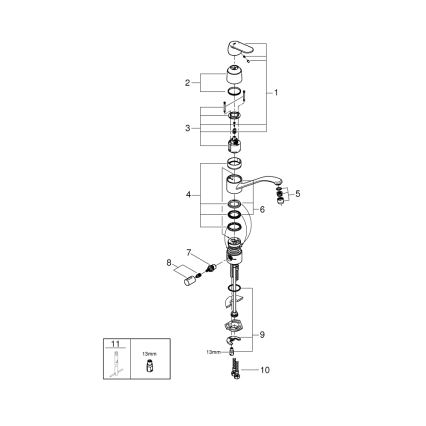 GROHE 31161000 - Misturador de cozinha EUROSMART COSMOPOLITAN 140° cromo brilhante