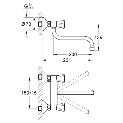 GROHE 31187001 - Misturador mural para cozinha COSTA L 200 mm cromo brilhante