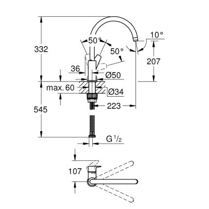 GROHE 31233001 - Torneira de cozinha START, acabamento cromado brilhante