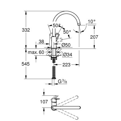 GROHE 31368001 - Torneira de cozinha BAULOOP, cromado brilhante