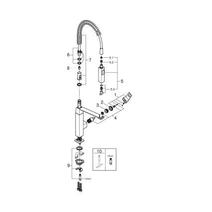 GROHE 31395000 - Misturador para cozinha EUROCUBE 547 mm, acabamento cromado brilhante