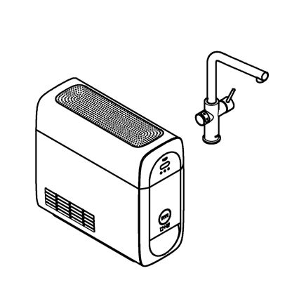 GROHE 31454001 - Misturadora de cozinha BLUE HOME com bica em L, acabamento cromado brilhante