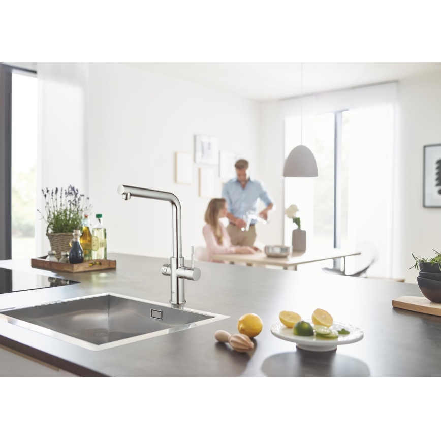GROHE 31454001 - Misturadora de cozinha BLUE HOME com bica em L, acabamento cromado brilhante