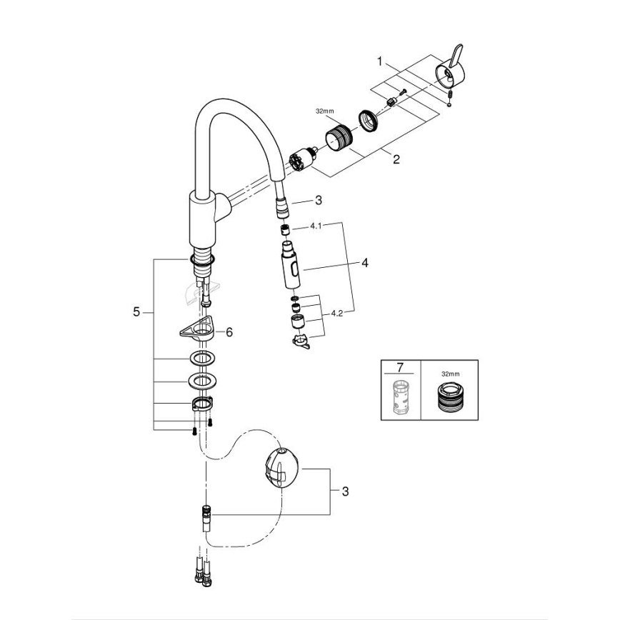 GROHE 31481001 - Torneira de cozinha EUROSMART COSMOPOLITAN, acabamento cromado brilhante