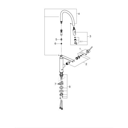 GROHE 31491000 - Misturadora de cozinha CONCETTO com chuveiro profissional, acabamento cromado brilhante