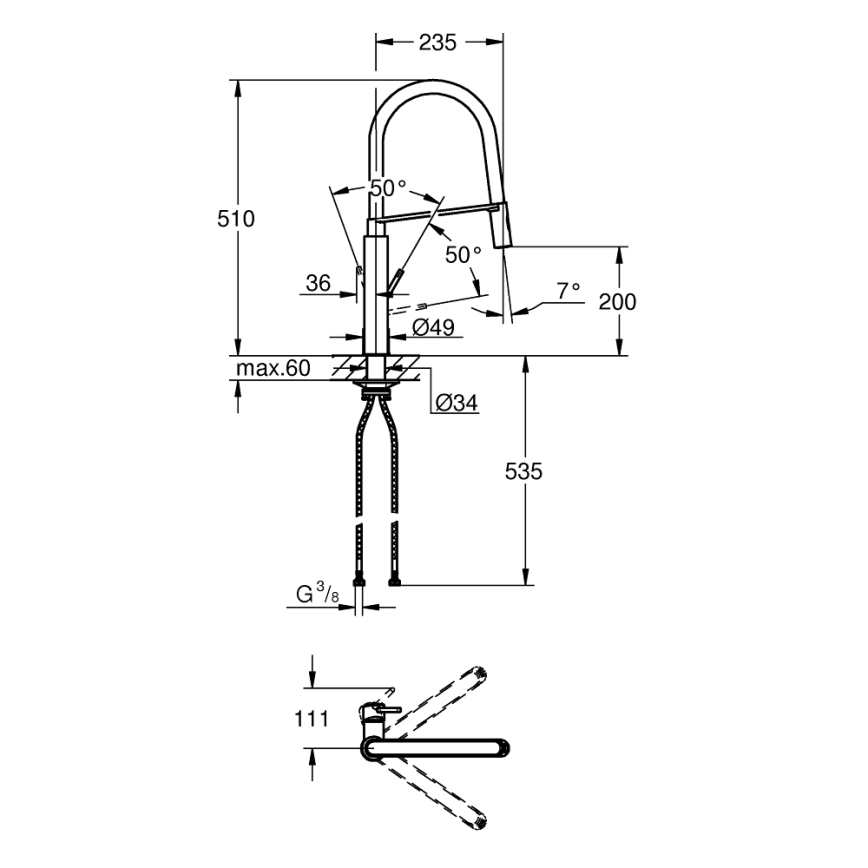 GROHE 31491DC0 - Torneira de cozinha CONCETTO DN 15 em aço inoxidável