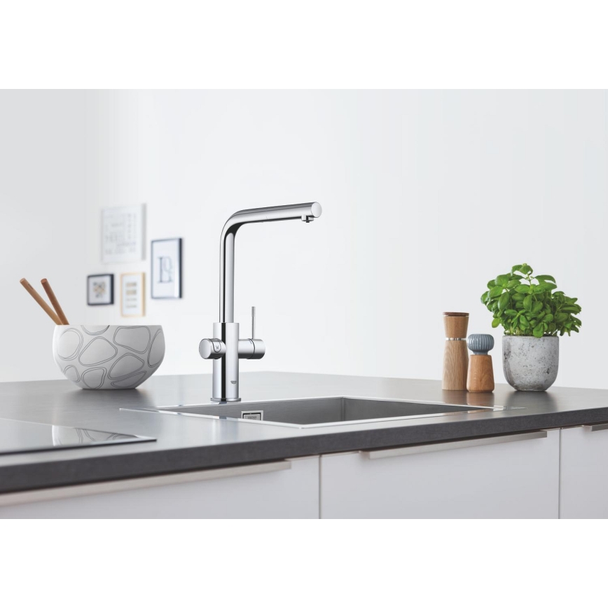 GROHE 31539000 - Torneira de cozinha BLUE HOME, bica em L, acabamento cromado brilhante