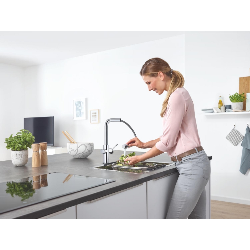 GROHE 31539000 - Torneira de cozinha BLUE HOME, bica em L, acabamento cromado brilhante