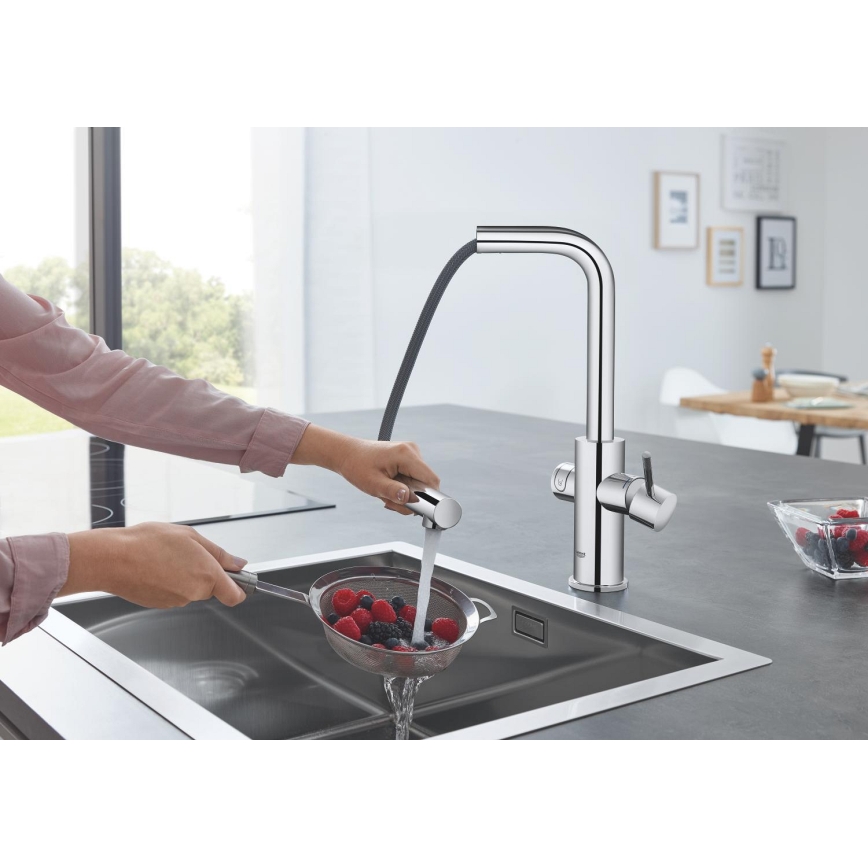 GROHE 31539000 - Torneira de cozinha BLUE HOME, bica em L, acabamento cromado brilhante